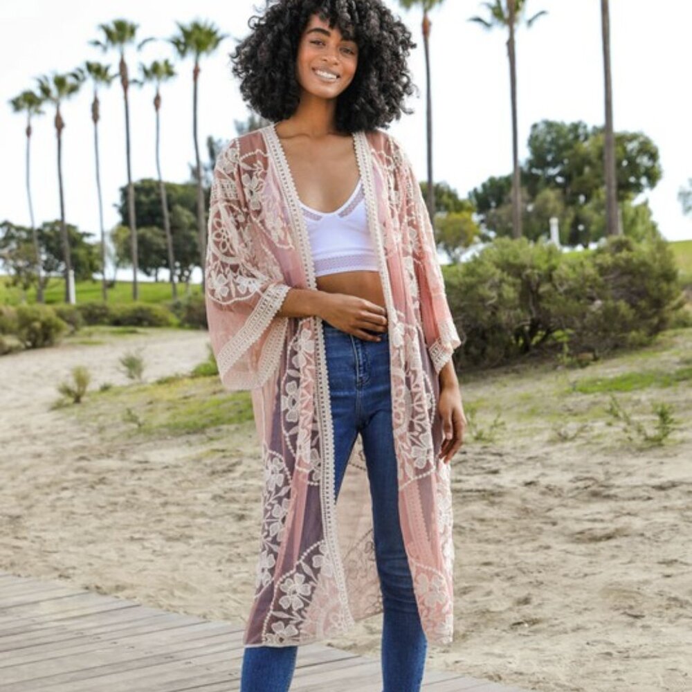 New Bohemian Embroidered Kimono Cardigan Cover-Up Top Jacket
